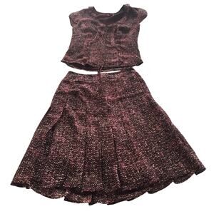 Purple Skirt Outfit Adrienne Vittadini 2 Piece Suit Ruffle Shirt 6/Skirt 2